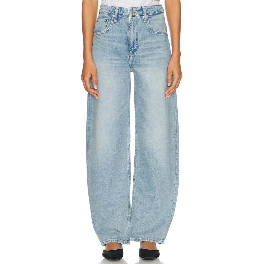 FRAME Long Barrel Jeans Size 25 Calm Waters High Rise Wide Barrel Leg Denim